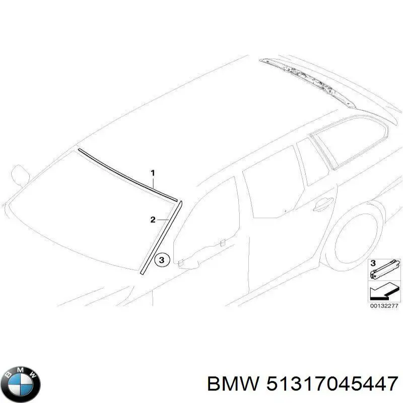 Молдинг лобового стекла левый на BMW 5 (E61) купить.