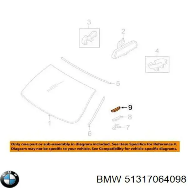 Клипса молдинга лобового стекла 51317064098 BMW