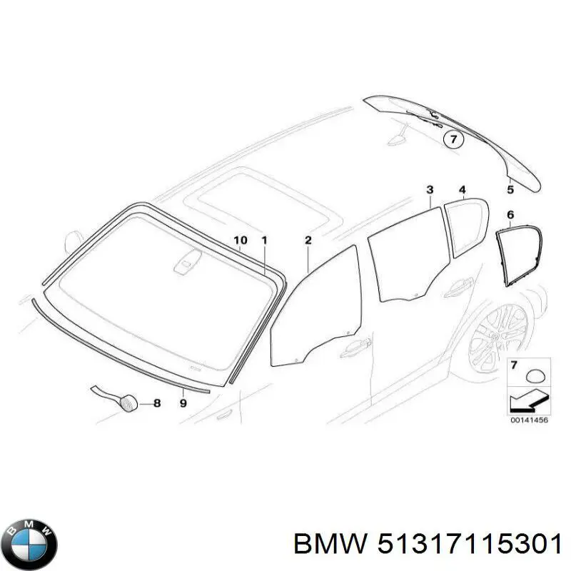 51317115301 BMW Стекло двери задка