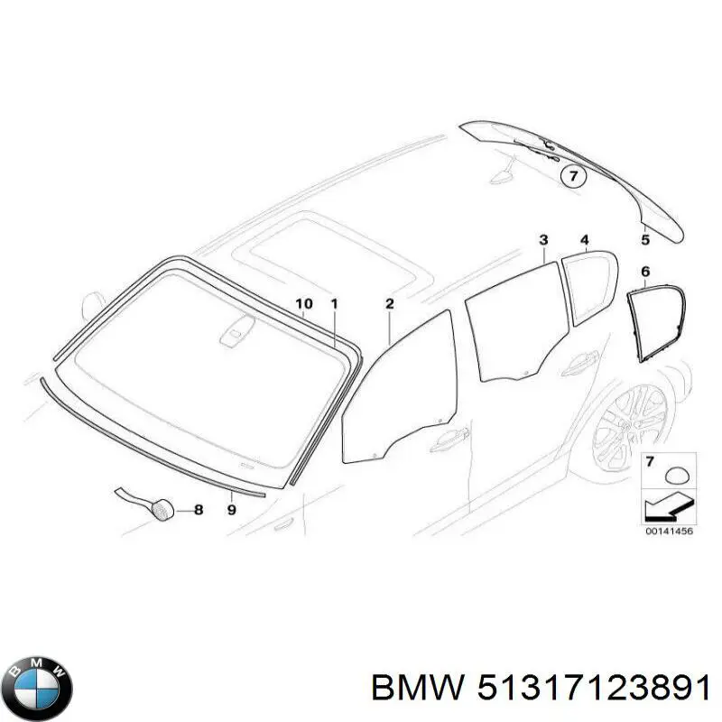 51317123891 BMW стекло лобовое
