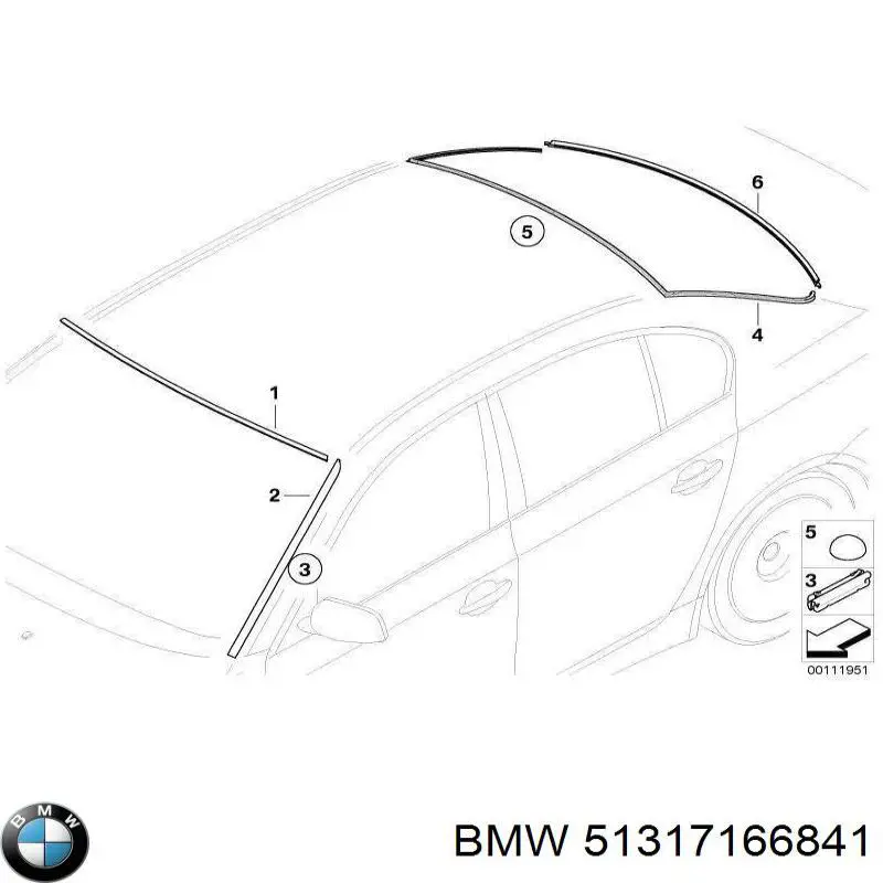 Молдинг лобового стекла верхний BMW 51317166841 цена, от 39.25 USD