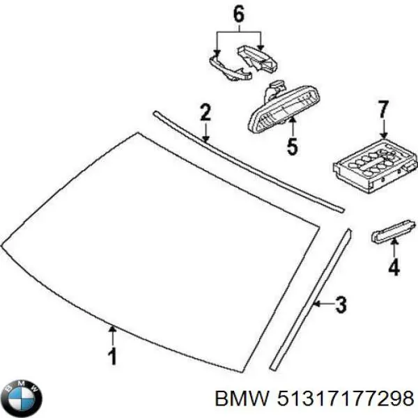 Купить 51317177298 BMW Ветровое стекло