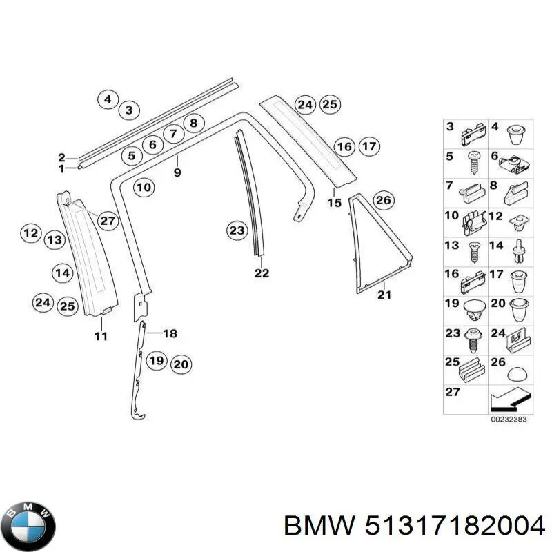 Молдинг лобового стекла верхний на BMW X5 (E53) купить.