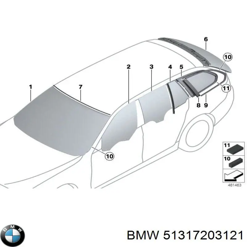 51317203121 BMW молдинг лобового стекла верхний