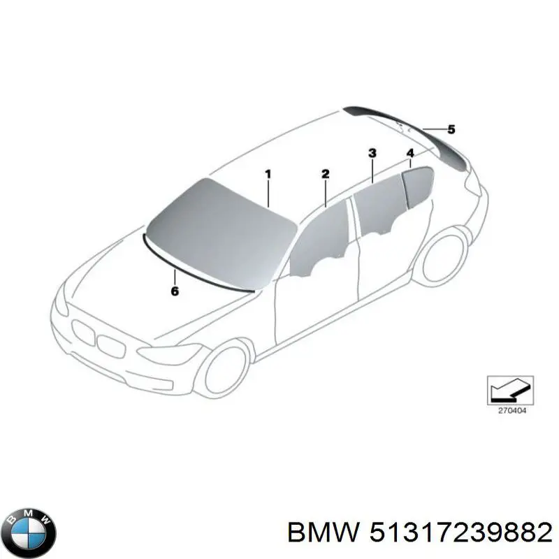 Стекло багажника двери 3/5-й задней (ляды) 51317239882 BMW