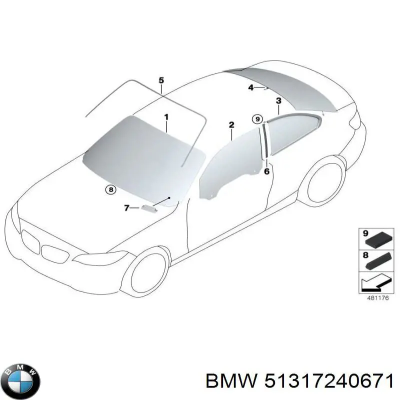 51317240671 BMW молдинг лобового стекла