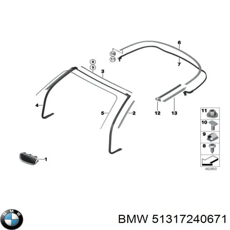 51317240671 BMW Moldura de pára-brisas
