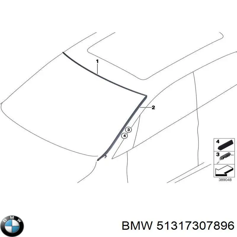 51317307896 BMW молдинг лобового стекла