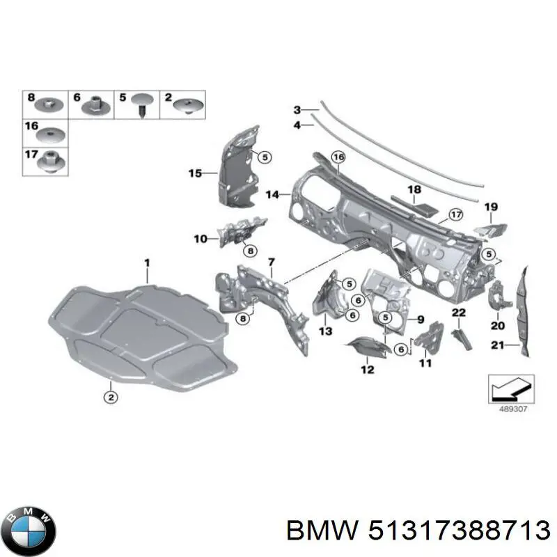 Молдинг лобового скла, верхній 51317388713 BMW