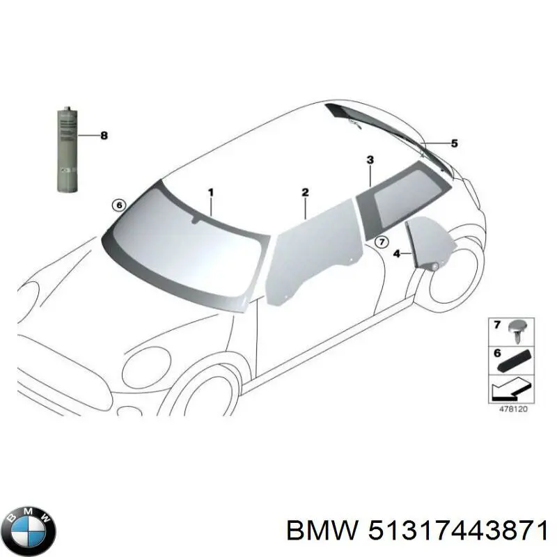 Лобовое стекло 51317443871 BMW