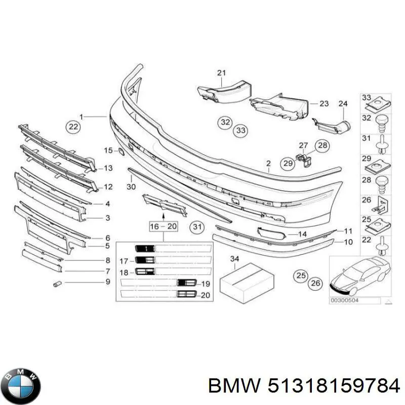 Moldura de parabrisas 51318159784 BMW