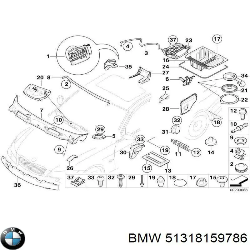 Купить 51318159786 BMW Молдинг стекла заднего нижний