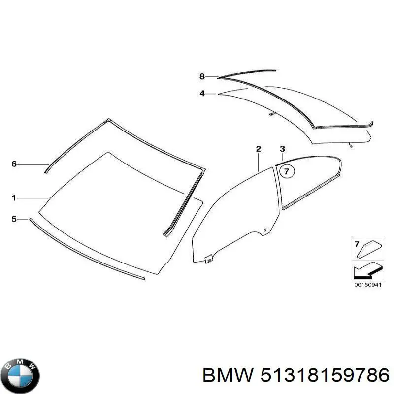 Молдинг стекла заднего нижний BMW 51318159786 цена, от 3121.84 UAH