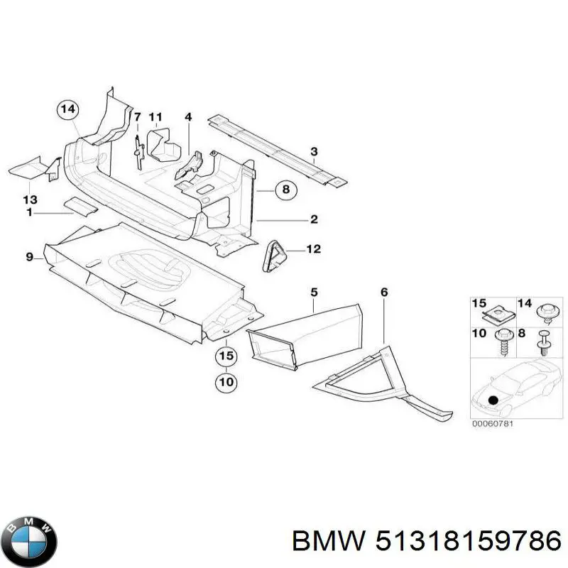Купить 51318159786 BMW Молдинг стекла заднего нижний