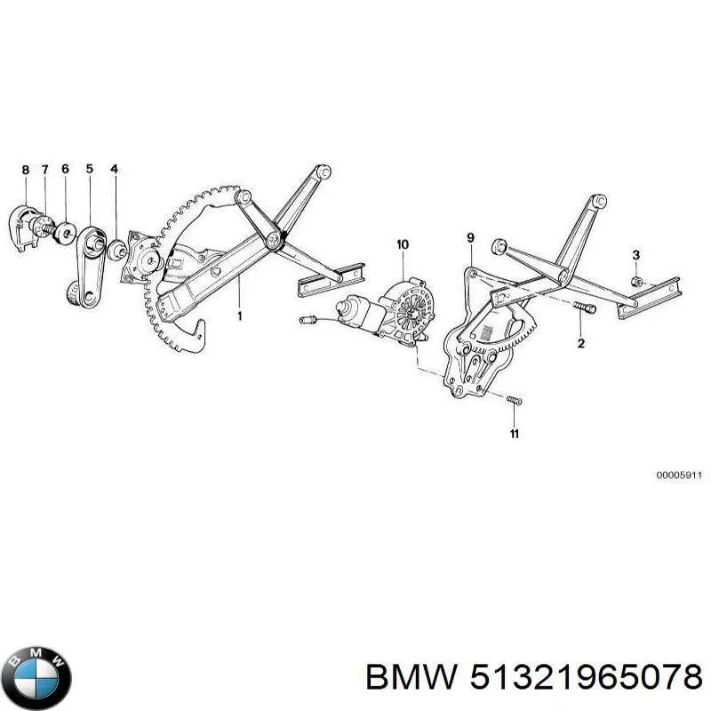  Механизм стеклоподъемника двери передней правой BMW 3 