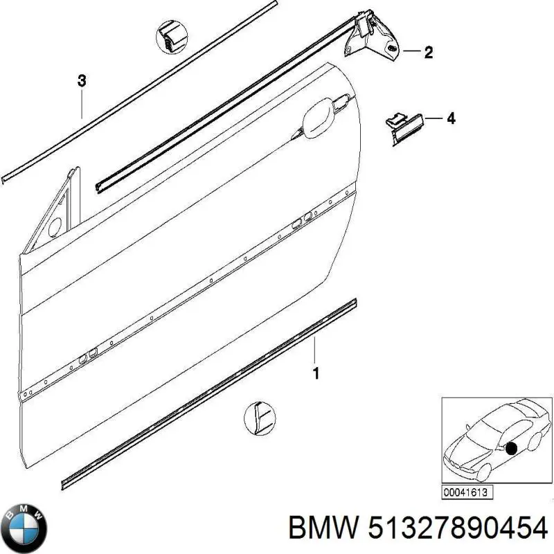 51327890454 BMW Молдинг опускного стекла нижний, двери передней, правой