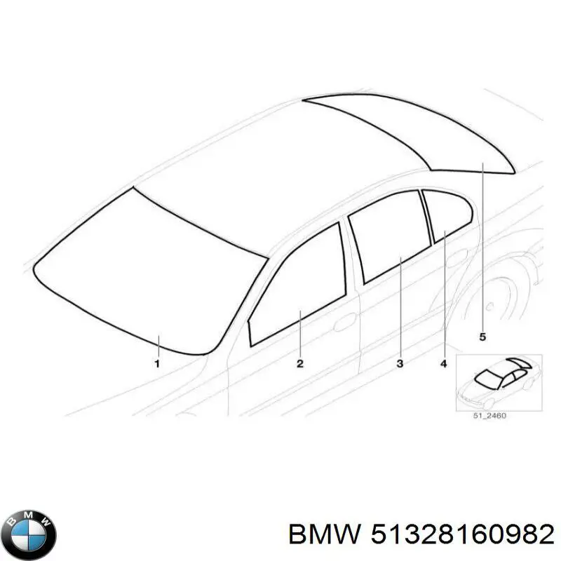 Стекло двери задней правой 51328160982 BMW