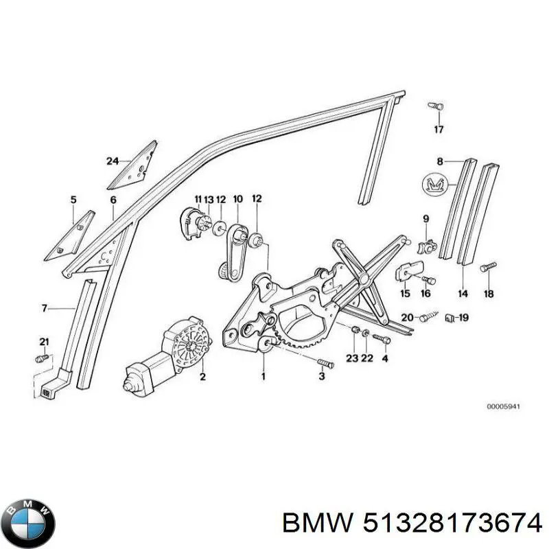 Ручка подъема стекла двери передней 51328173674 BMW