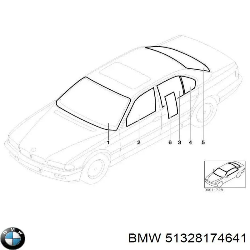 51328174641 BMW стекло двери передней левой