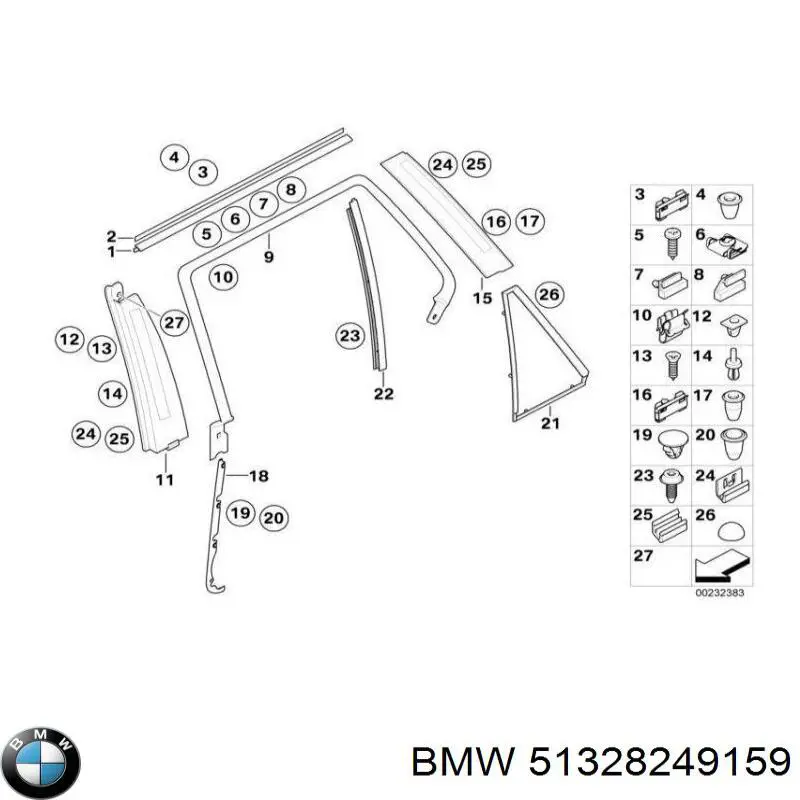 Пистон (клип) крепления подкрылка переднего крыла 51328249159 BMW