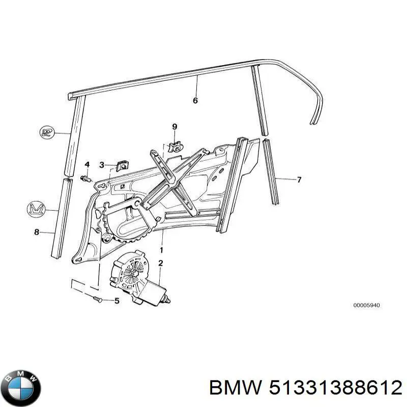 Мотор стеклоподъемника двери передней правой 51331388612 BMW