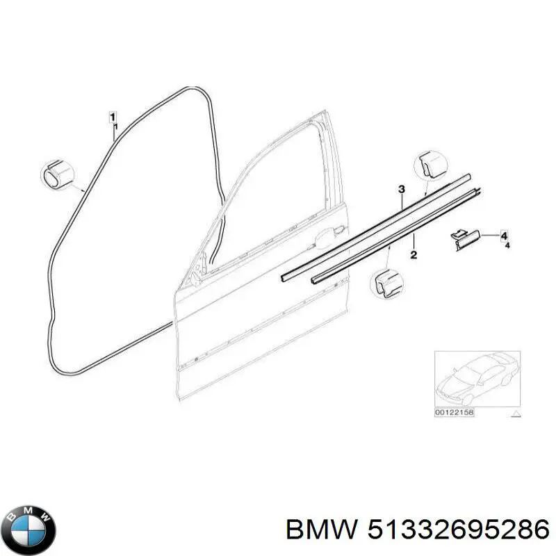 51332695286 BMW молдинг опускного стекла двери передней правой