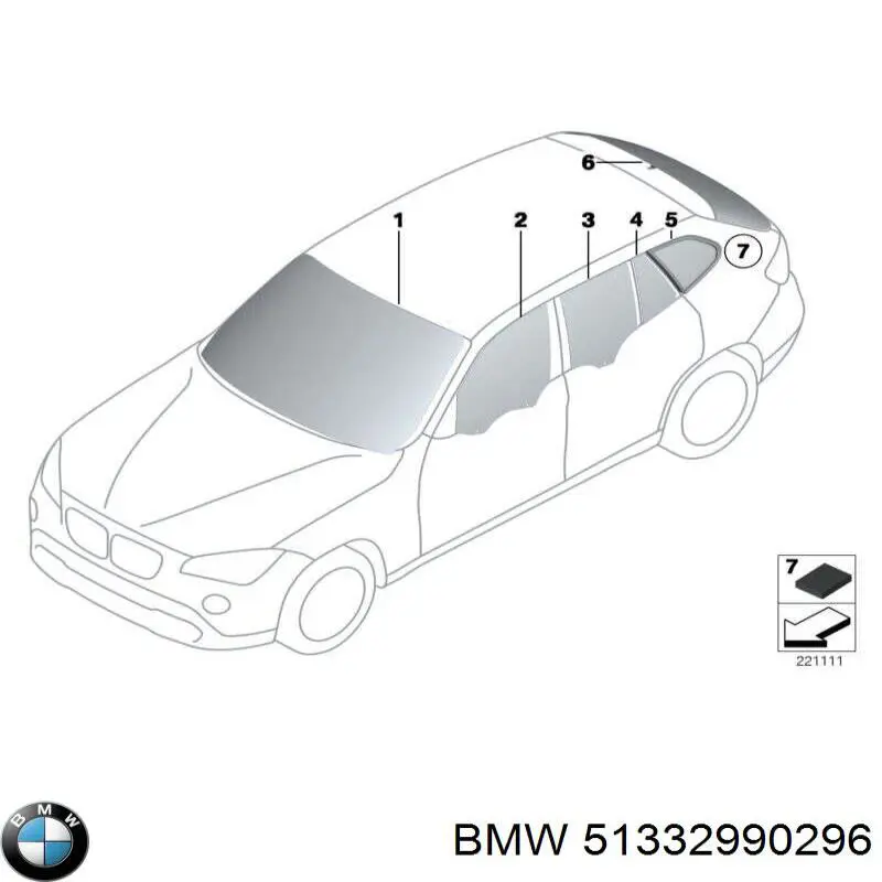 Vidro da porta dianteira direita para BMW X1 (E84)