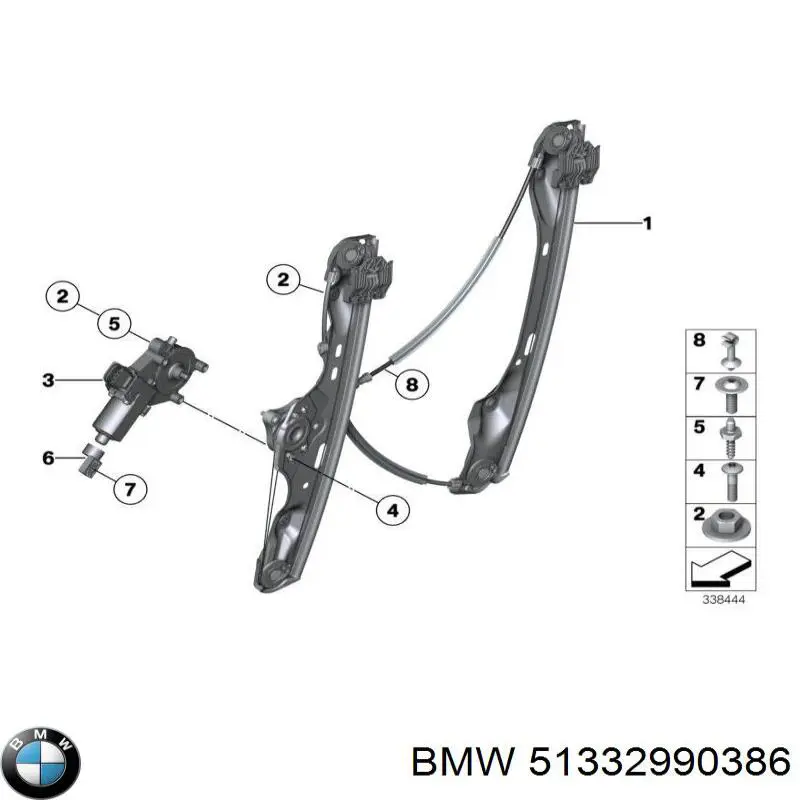 Механизм стеклоподъемника двери передней правой BMW 51332990386