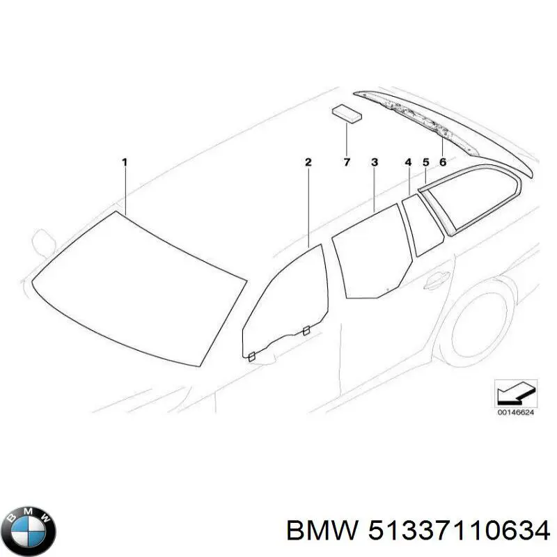 Купить 51337110634 BMW Стекло двери передней правой