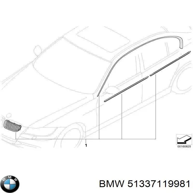 Молдинг опускного стекла двери передней левой BMW 51337119981 цена, от 88.69 USD