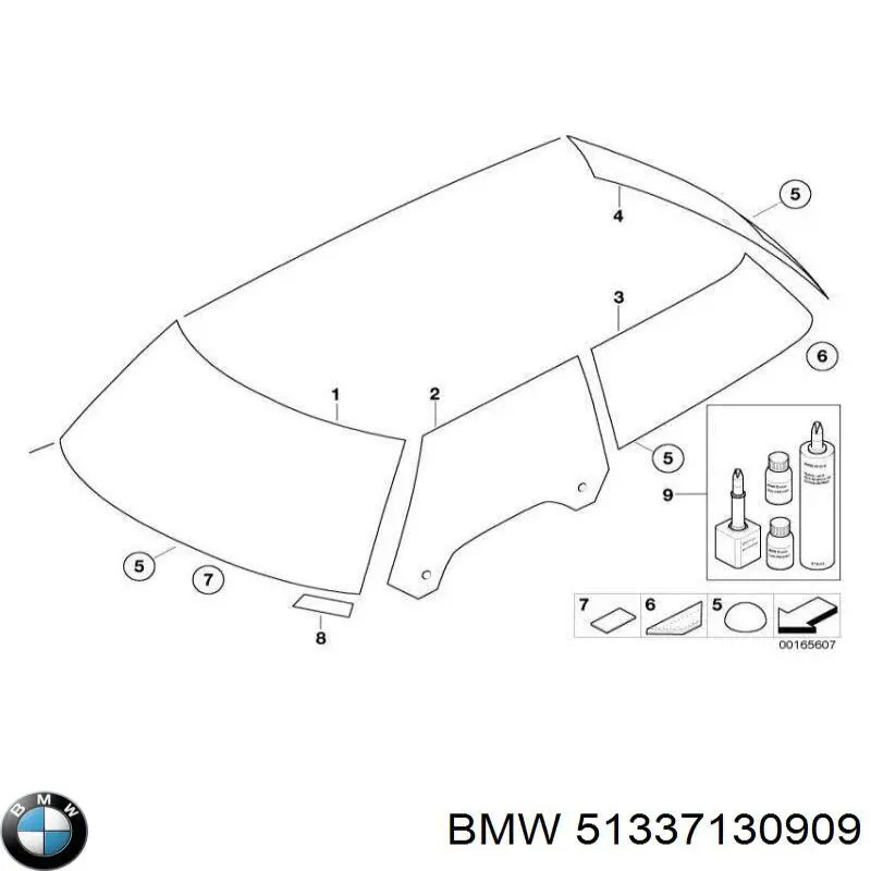 Стекло двери передней левой 51337130909 BMW