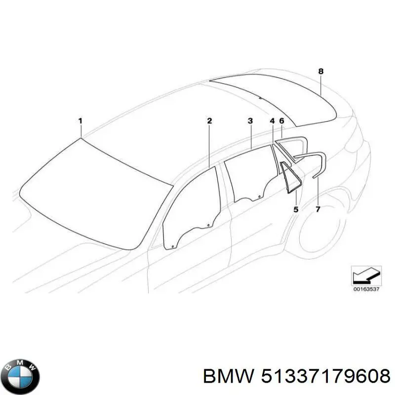 Vidro da porta dianteira direita para BMW X6 (E71)