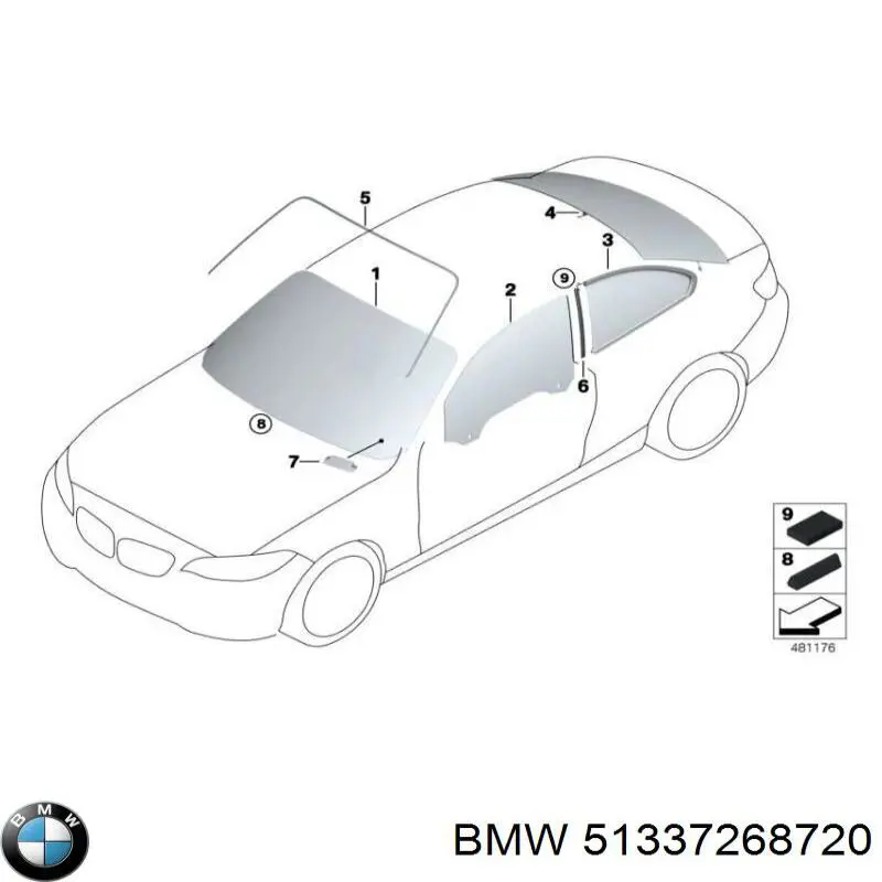 51337268720 BMW Стекло передней двери, правой