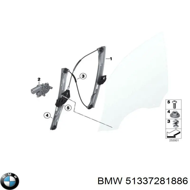 Купить 51337281886 BMW Стеклоподъемник (механизм перемещения стекла)