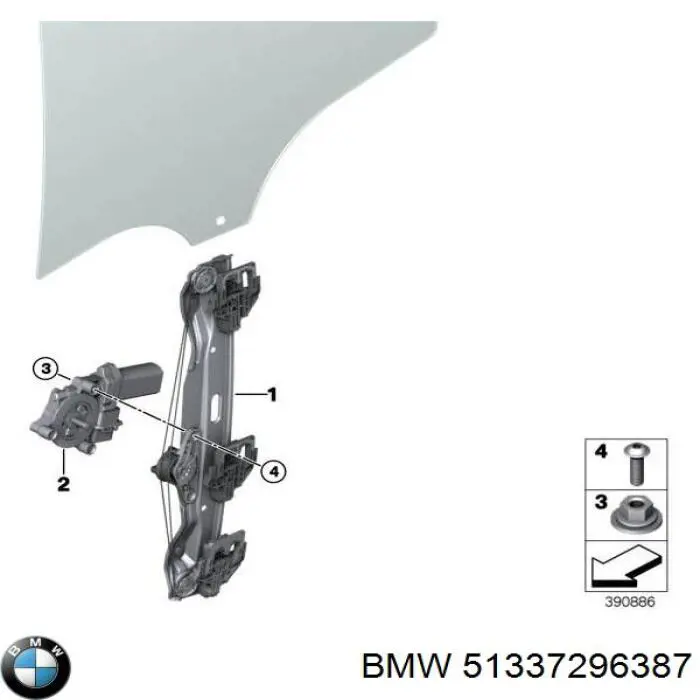 Mecanismo de acionamento de vidro da porta traseira esquerda para BMW 2 (F45)