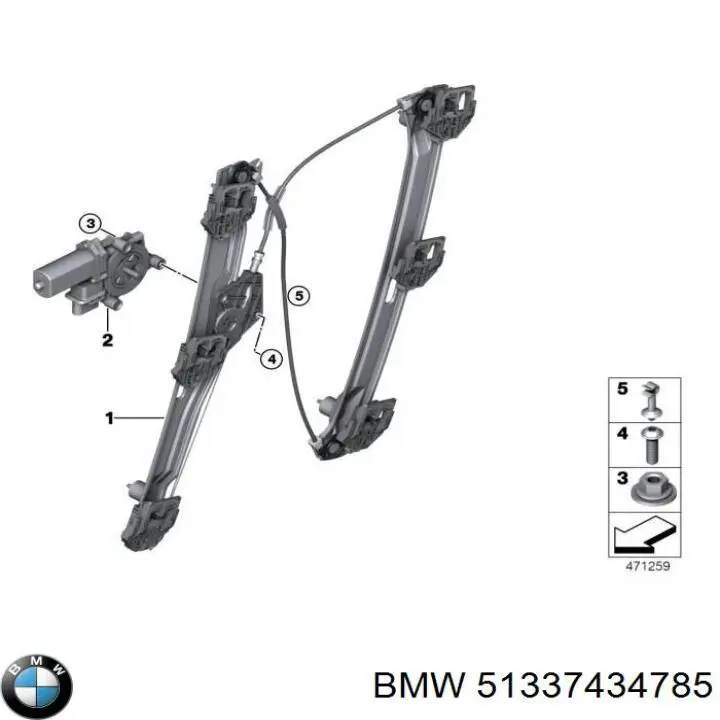 51337434785 BMW mecanismo de acionamento de vidro da porta dianteira esquerda