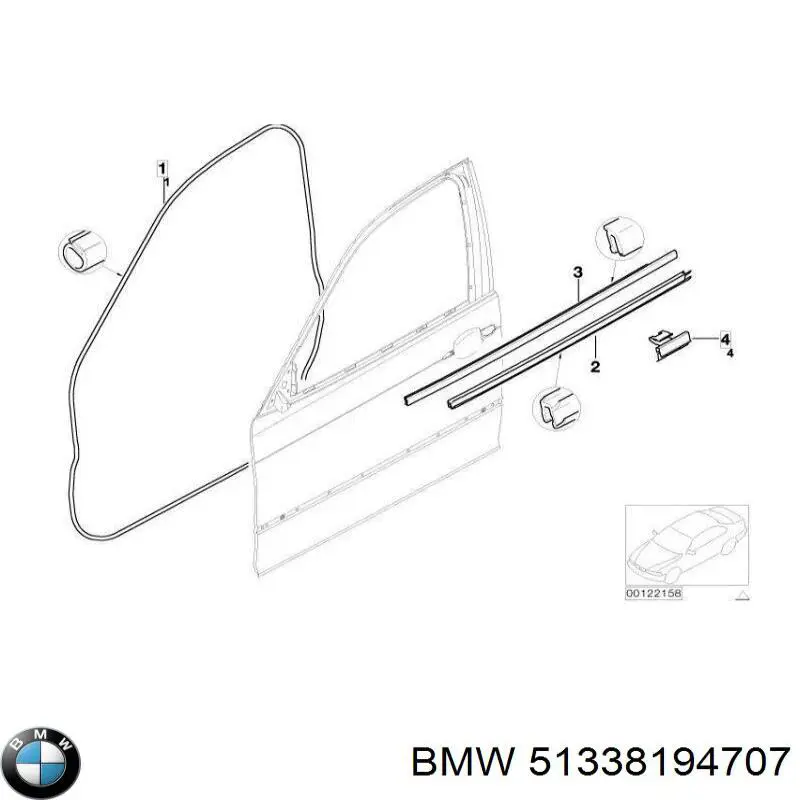 Молдинг опускного стекла нижний, двери передней, левой BMW 51338194707