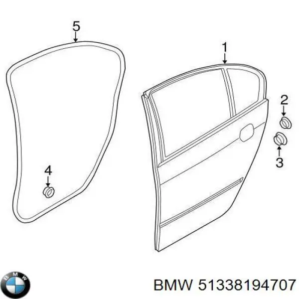 Молдинг опускного стекла двери передней левой 51338194707 BMW