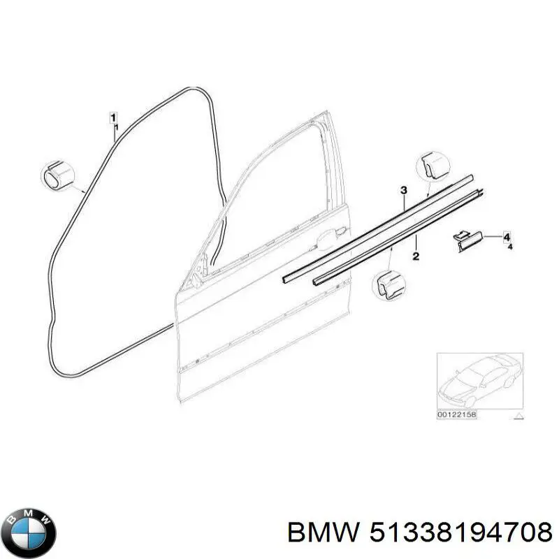 51338194708 BMW молдинг опускного стекла двери передней правой