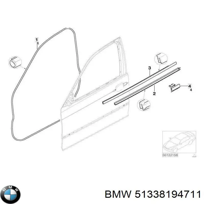 Молдинг опускного стекла двери передней левой на BMW 3 (E46) купить.