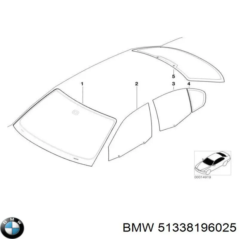 51338196025 BMW стекло двери передней левой