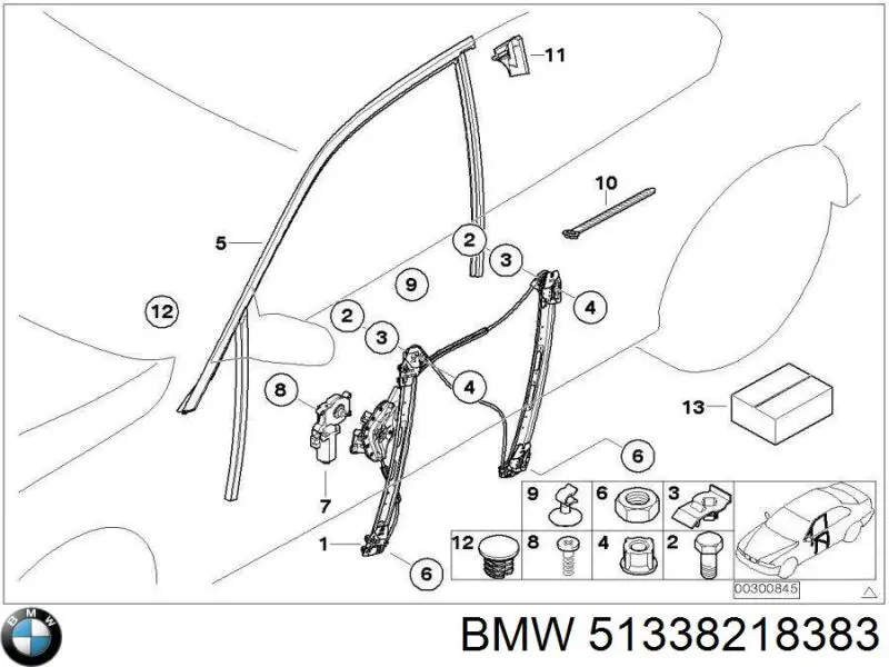 Ползунок переднего стеклоподъемника BMW 51338218383 цена, от 0.18 USD