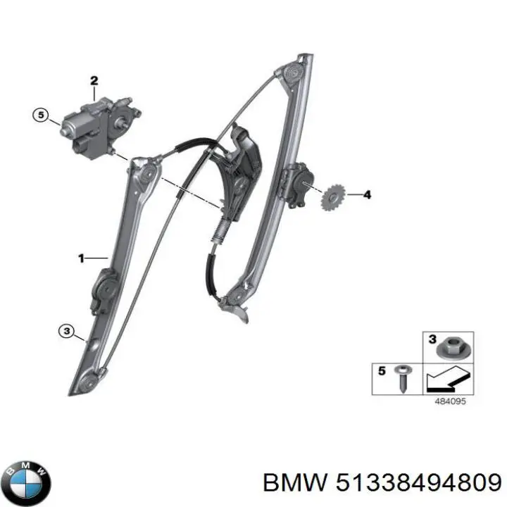 Механизм стеклоподъемника двери передней левой 51338494809 BMW