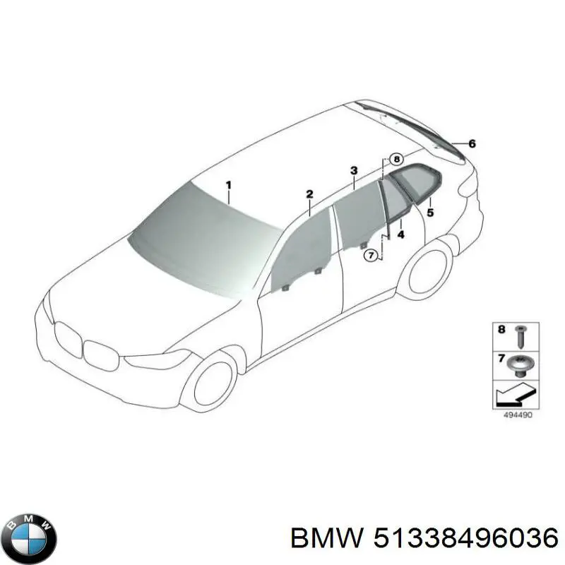 Стекло пассажирской двери BMW 51338496036 цена, от 449.43 USD