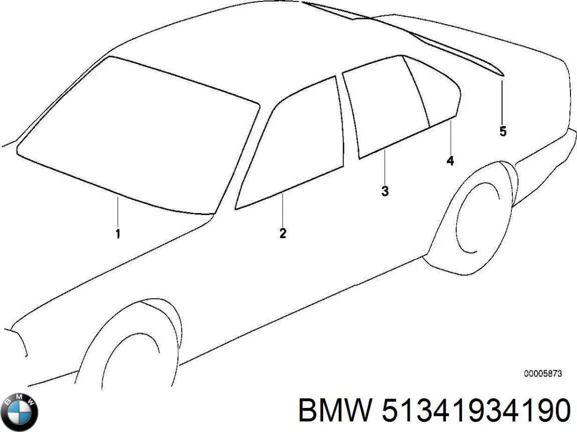 Vidro de janelo da porta traseira direita para BMW 5 (E34)