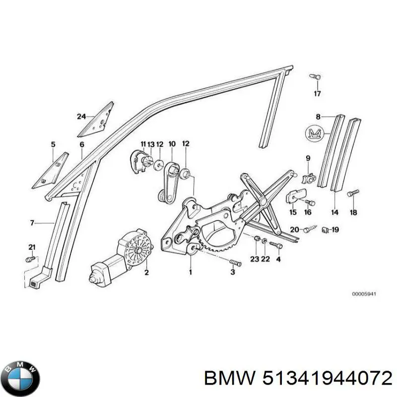 Механизм стеклоподъемника двери задней правой 51341944072 BMW