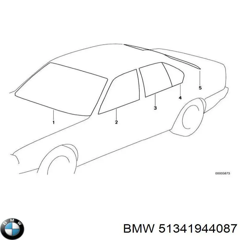 Vidro da porta traseira esquerda para BMW 5 (E34)