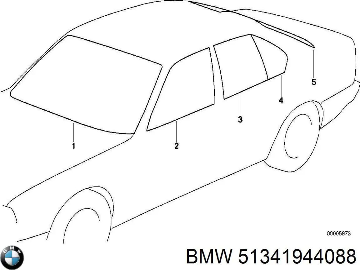 Vidro da porta traseira direita para BMW 5 (E34)