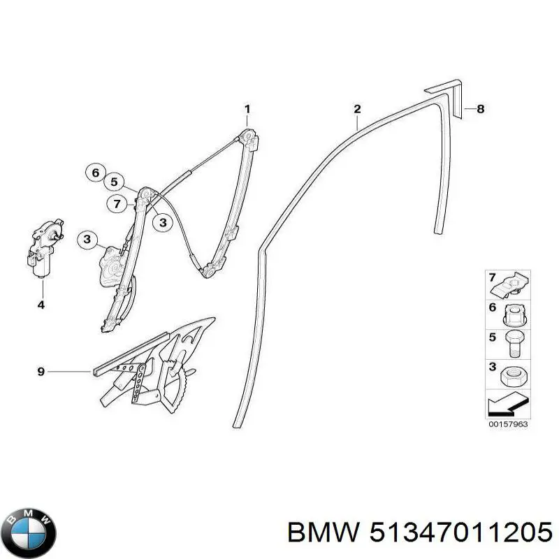 Купить 51347011205 BMW Механизм стеклоподъемника двери задней левой
