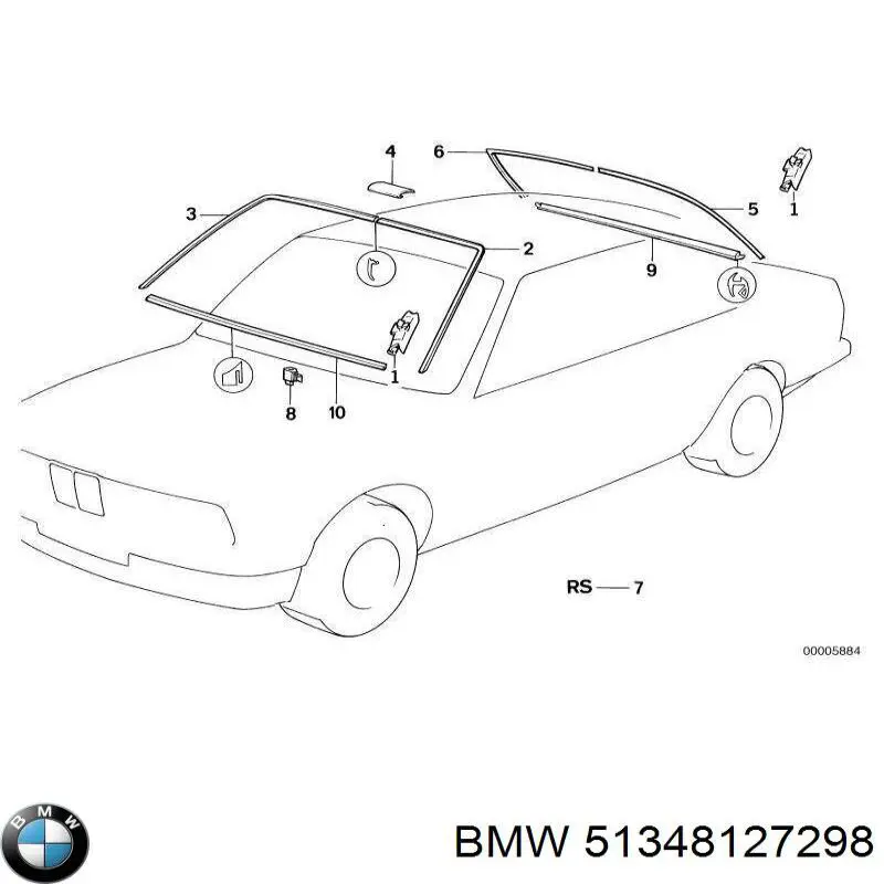 Стекло угловое двери задней BMW 51348127298 цена, от 285.54 USD